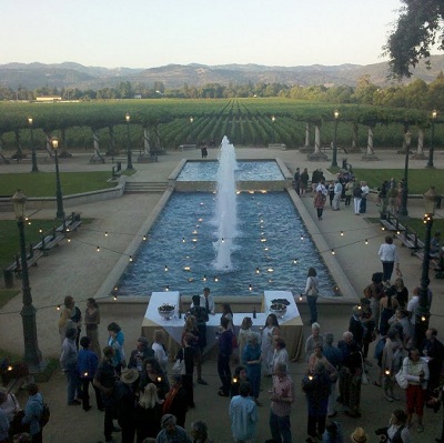 Napa Valley Writers' Conference attendees at a winery reception